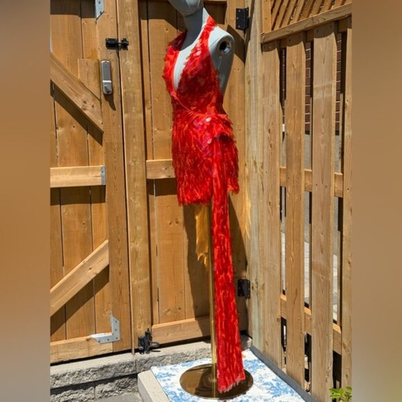 🆕 MISHA COLLECTION 🧿 NWOT Red Sapphire Sequins Mini Dress, Sz XXS - Sz US 0 - Picture 4 of 15